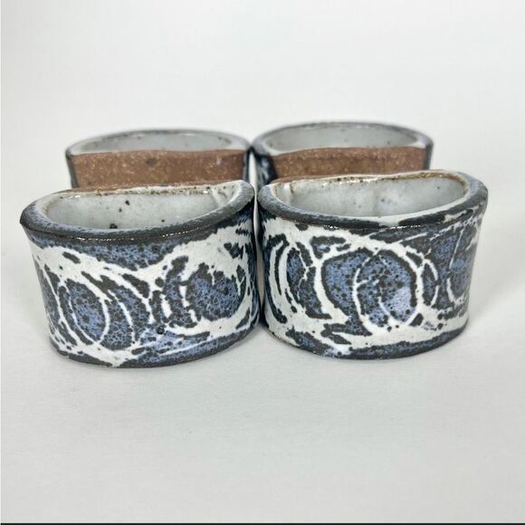 Set of 4 Hand Made Ceramic Napkin Rings - Picture 3 of 6